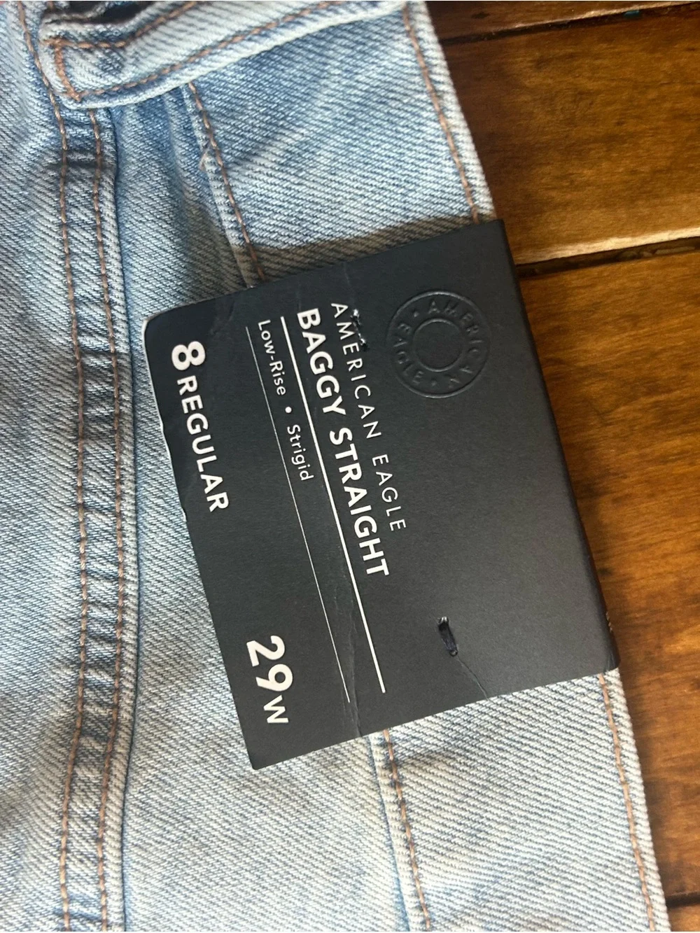American Eagle Outfitters Light Blue Distressed Straight Leg Jeans